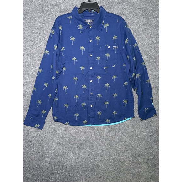 chubbies Other - Chubbies Men's Blue Palm Tree Print Button Down Long Sleeve Shirt Large
